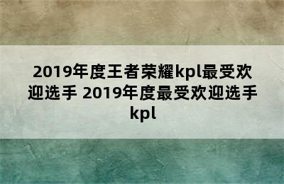 2019年度王者荣耀kpl最受欢迎选手 2019年度最受欢迎选手kpl